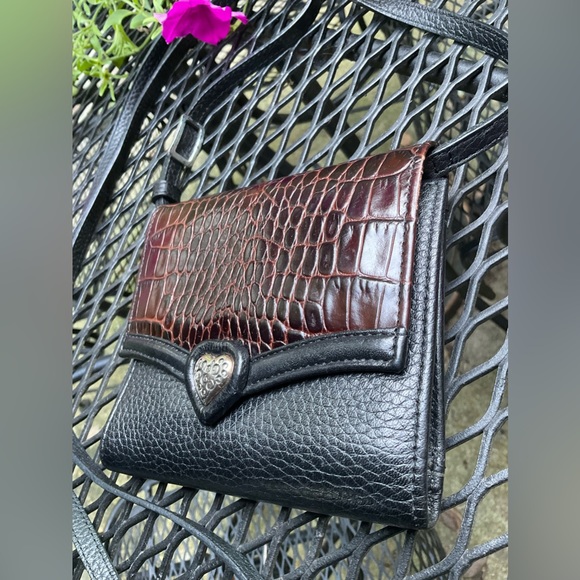 Cute Brighton Black & Brown Silver Heart & Hardware Removable Strap Wallet Bag! - Picture 3 of 16